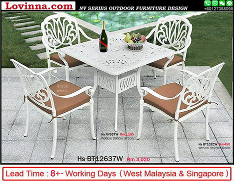 white metal outdoor table and chairs