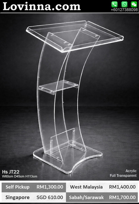 Transparent acrylic rostrum podium for school assembly