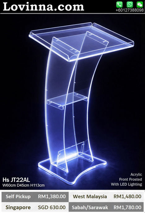 Clear acrylic rostrum with flat top reading surface