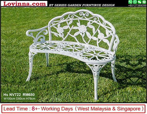 White cast aluminum garden bench