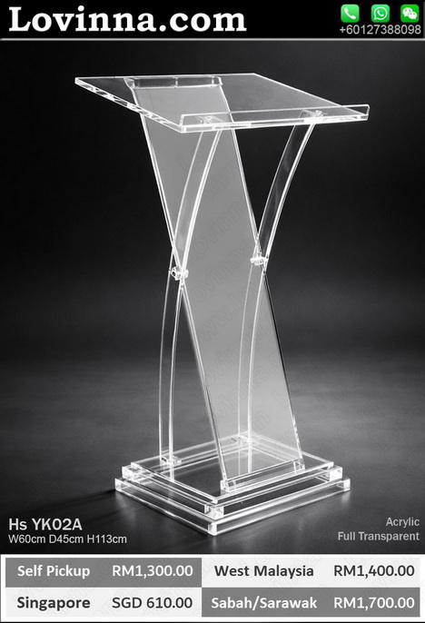 Transparent acrylic rostrum podium with sharp corners