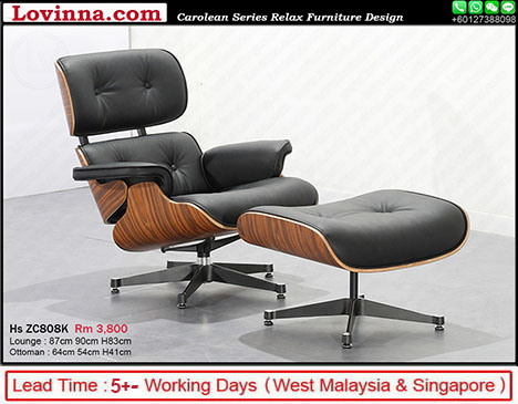 Black Colour Eames Lounge Chair & Ottoman