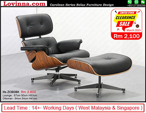 Black Colour Eames Lounge Chair & Ottoman