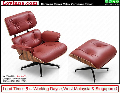 Red Colour Eames Lounge Chair & Ottoman