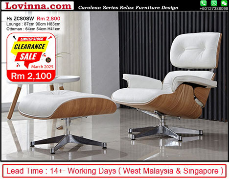 White Colour Eames Lounge Chair & Ottoman