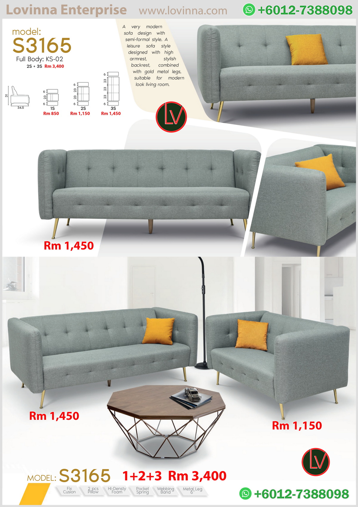 5-seater L shape sofa