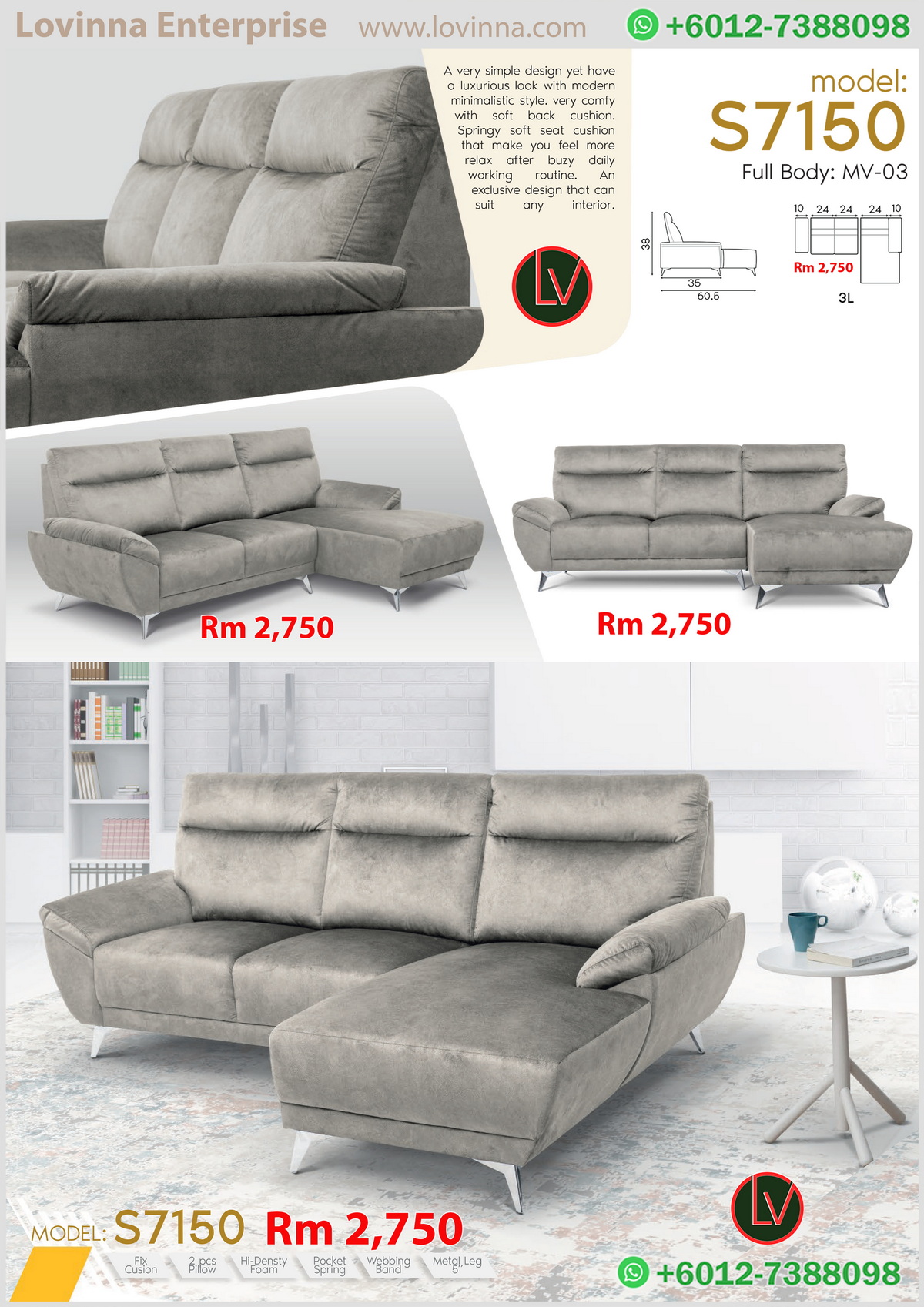 space-saving fabric sofa