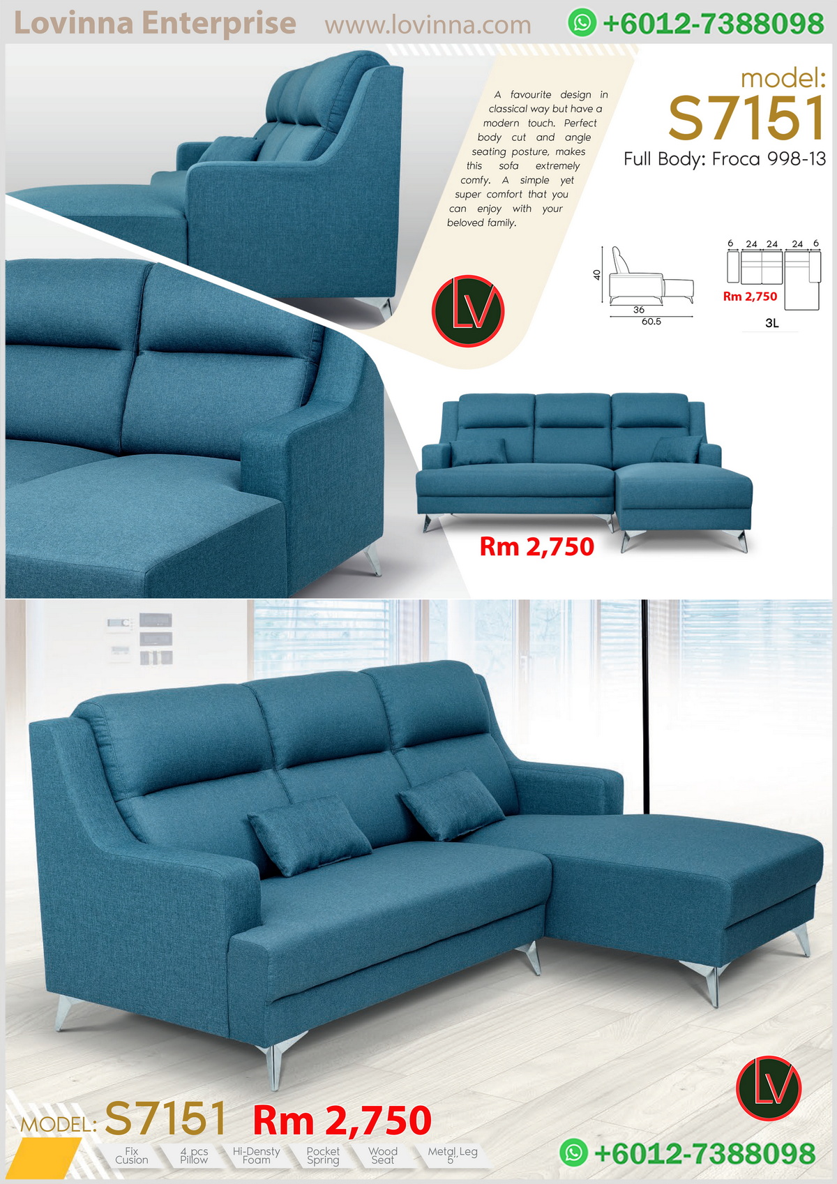 compact fabric sofa
