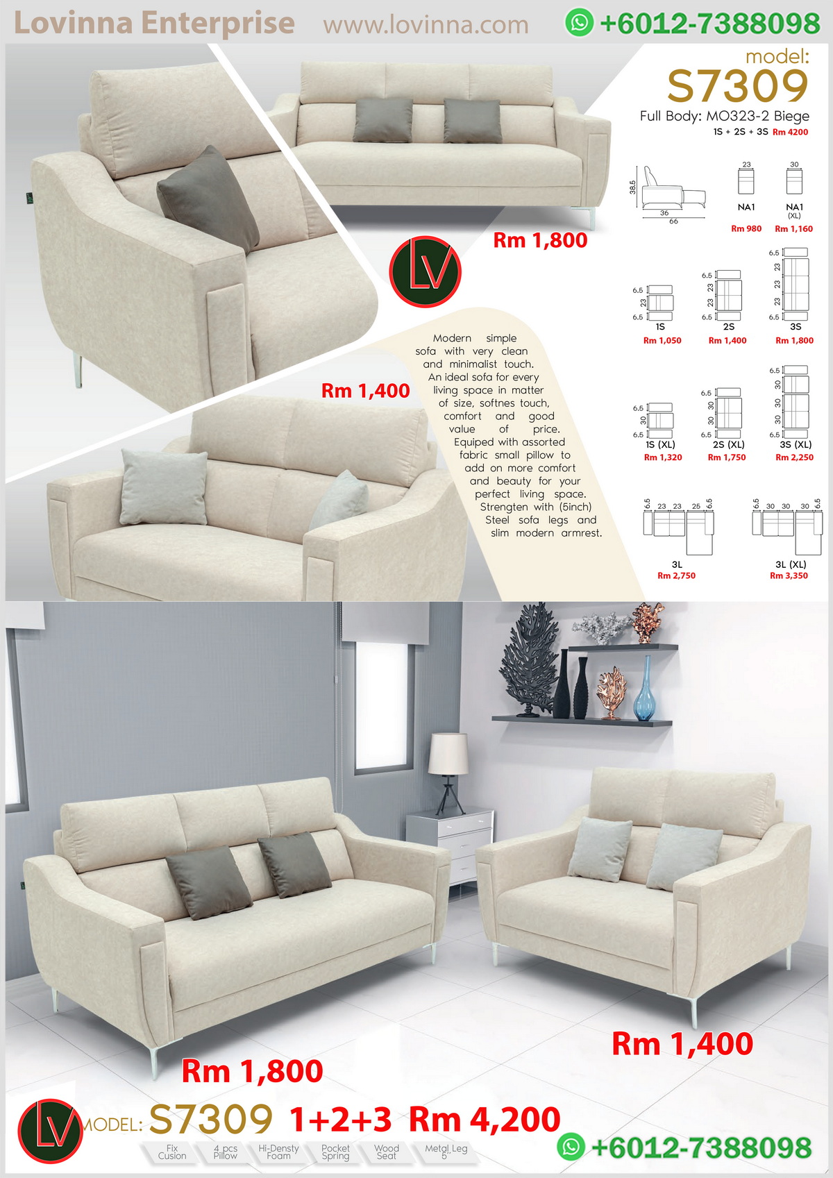 fabric L shape sofa