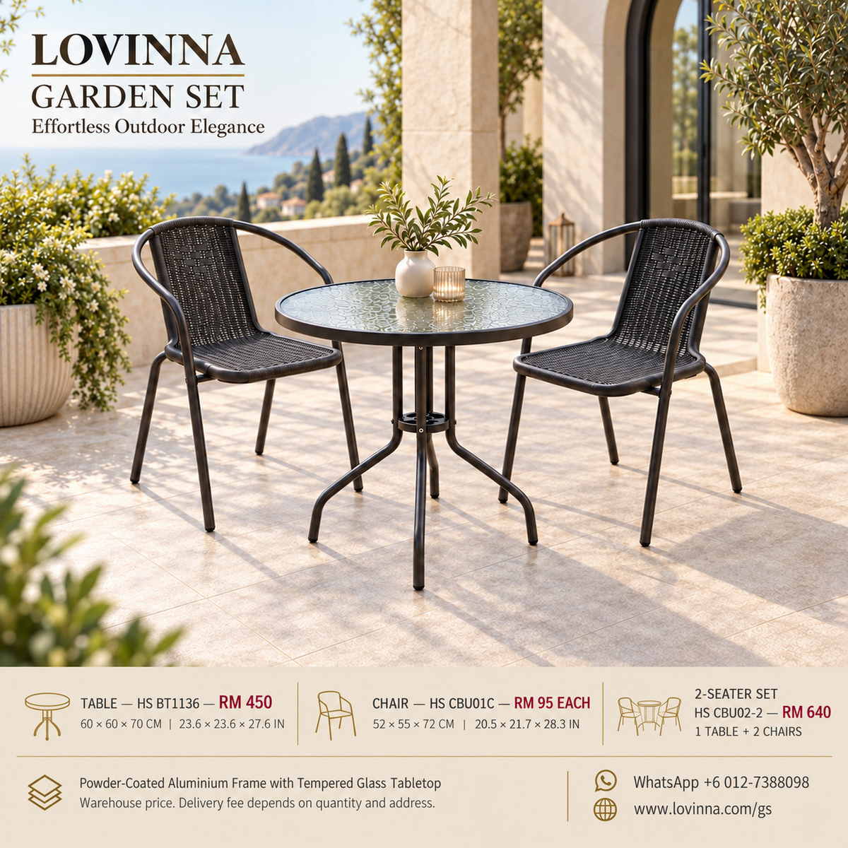 Modern outdoor set with sleek lines, creating a stylish outdoor environment