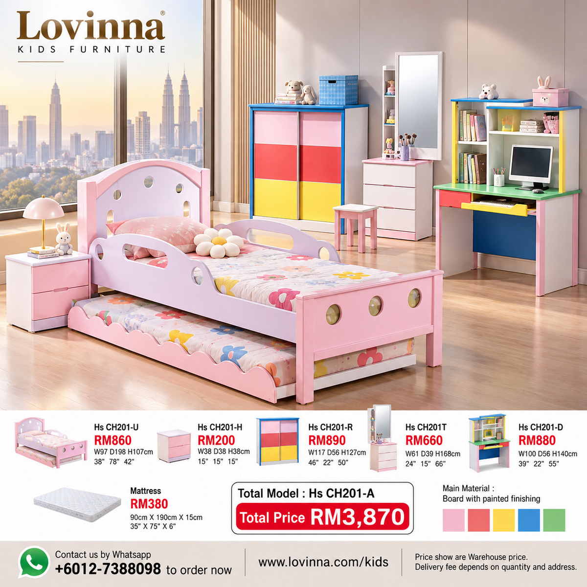 kids bedroom set arranged with soft lighting creating comfort