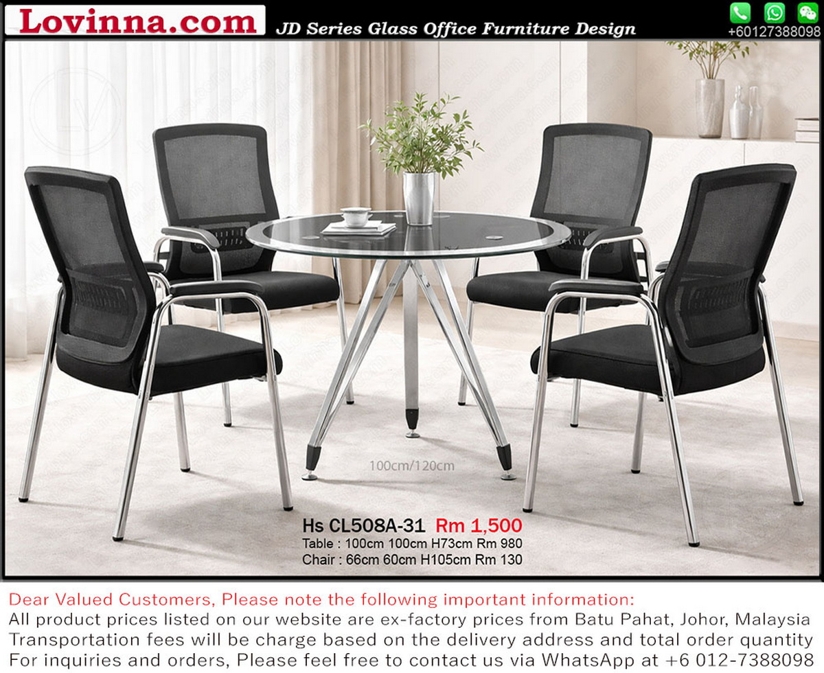 Modern discussion table placed in a minimalist office delivering a clean and elegant feel