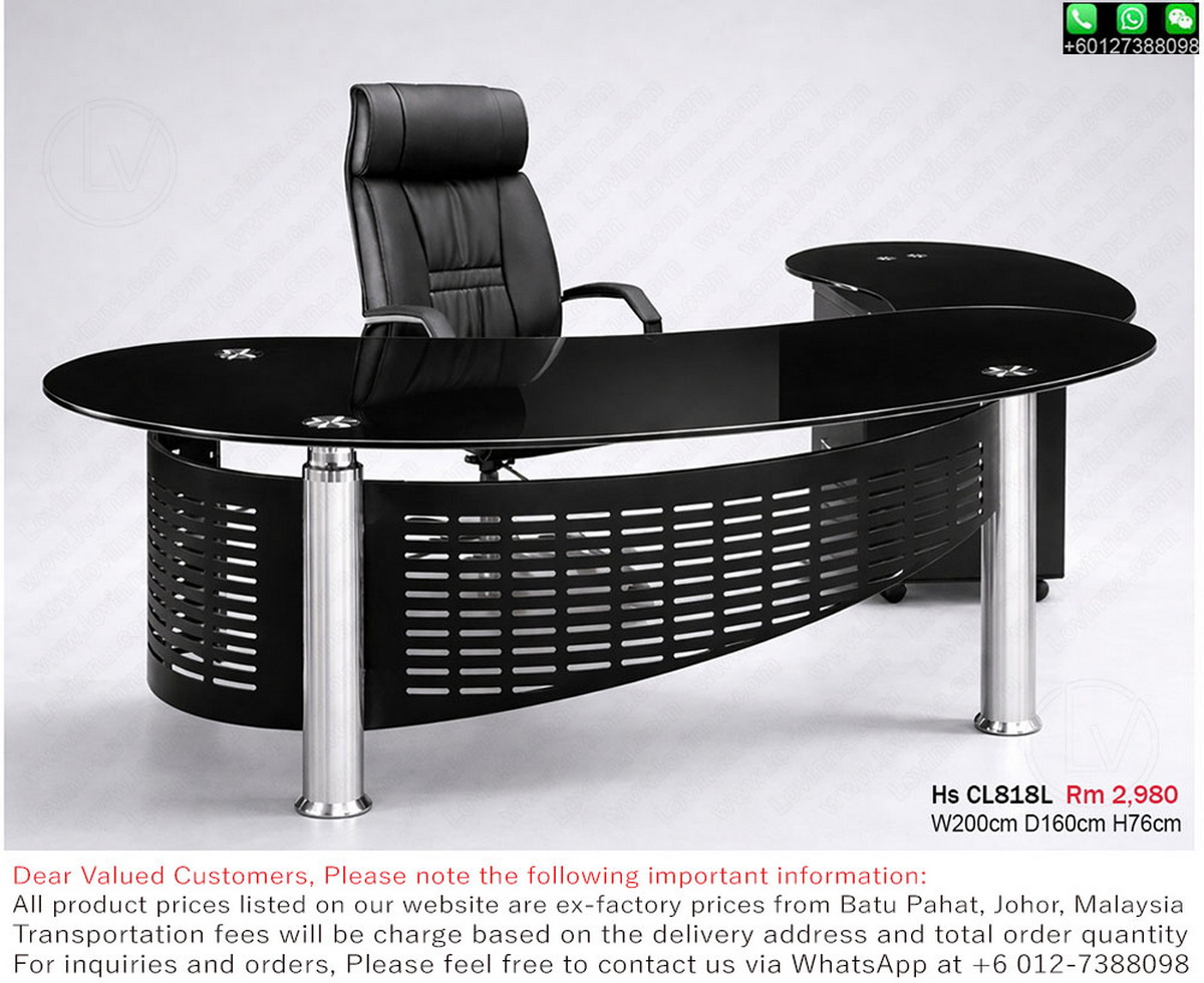 minimalist office desk glass top design