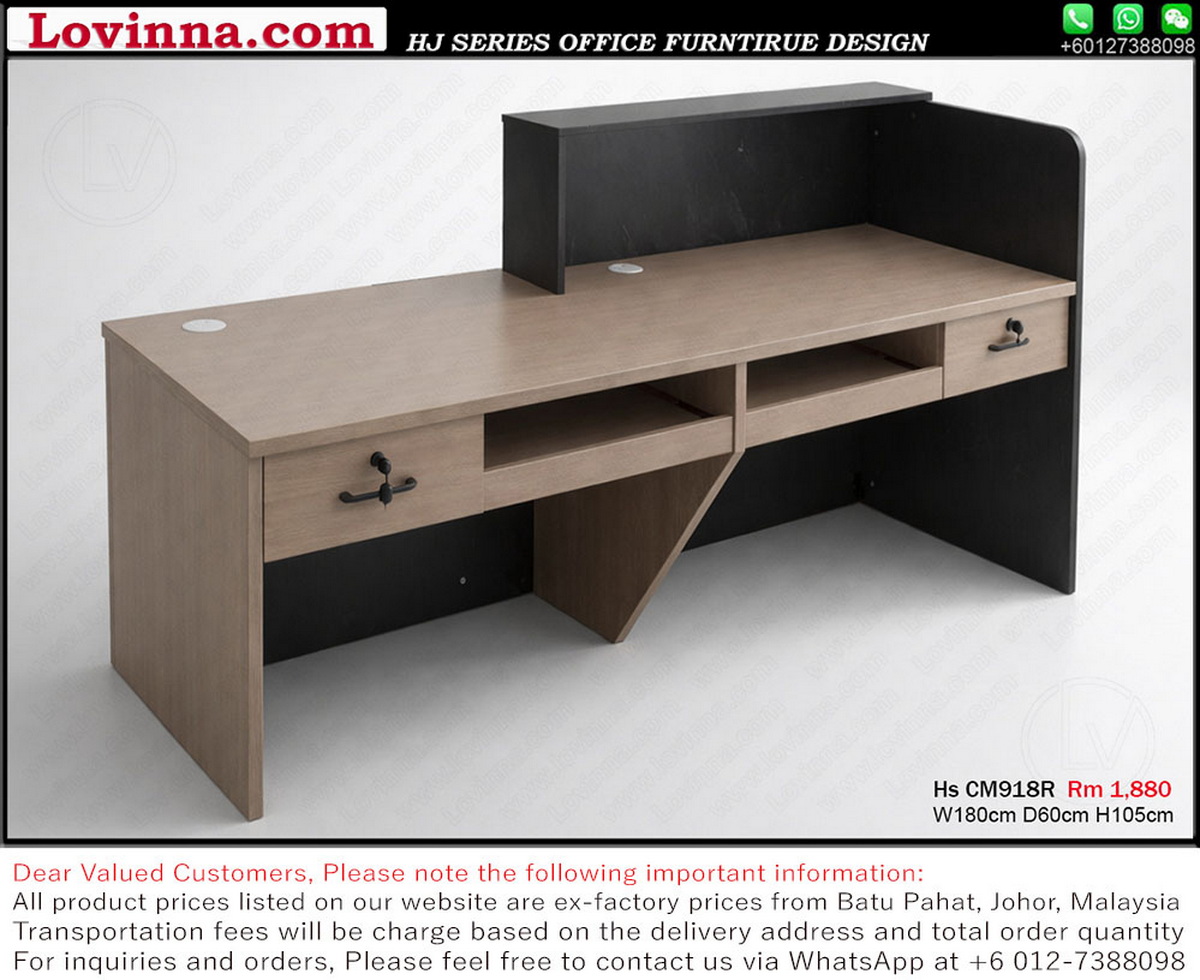 Elegant reception counter with modern lines, adding a sense of luxury to reception areas