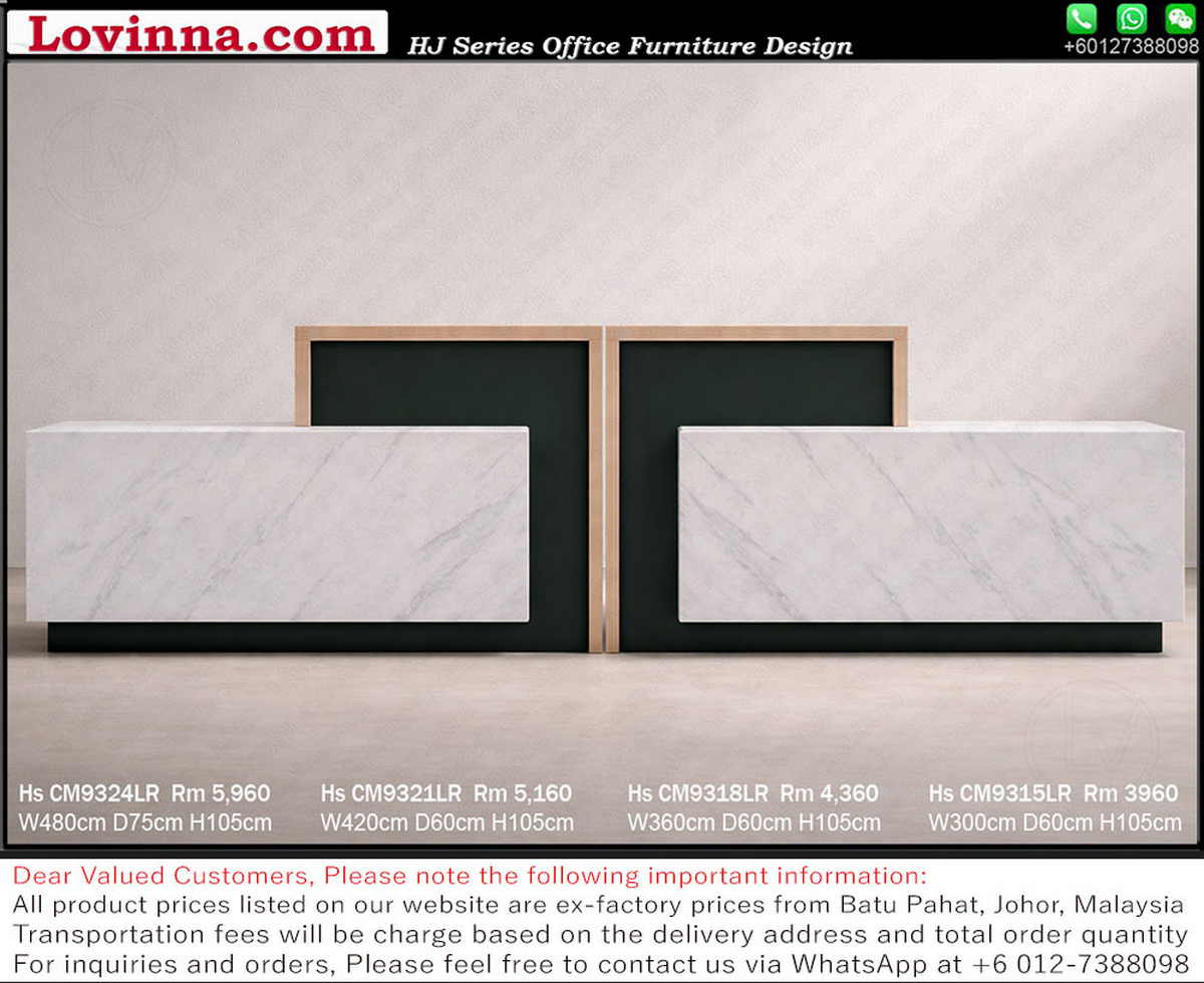 Elegant 2IN1 reception desk setup in a refined minimalist lobby, presenting a balanced and professional welcome atmosphere