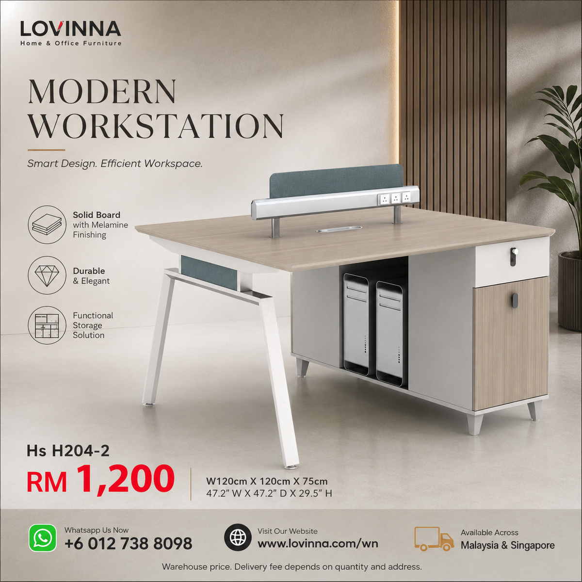 2 seater workstation table set with balanced spacing in a modern open plan office