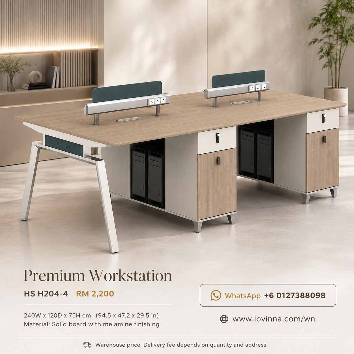 office workstation table set placed in an open plan office with balanced spacing and neat layout