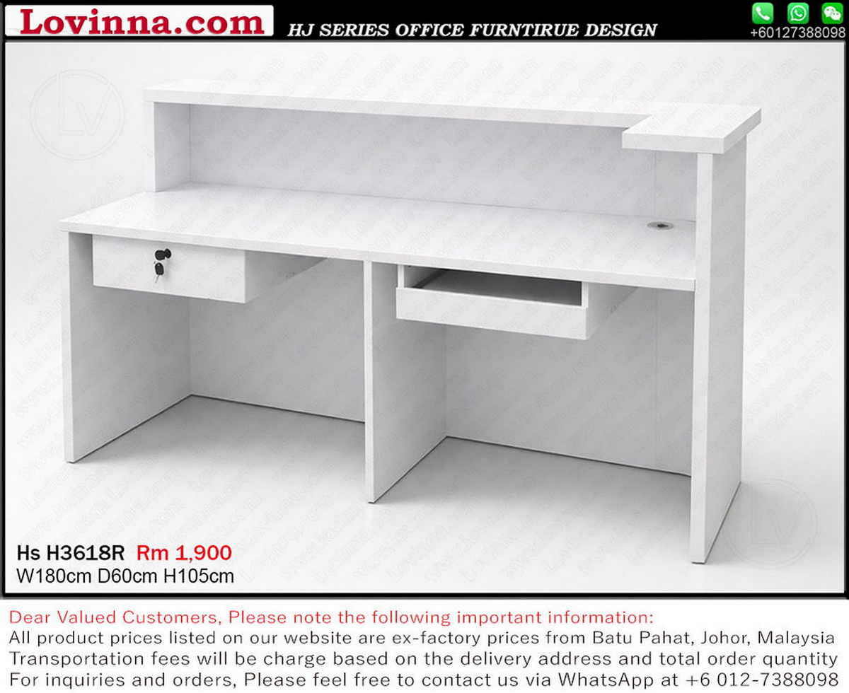 Reception table integrated within an internal office layout, creating a calm and professional reception environment