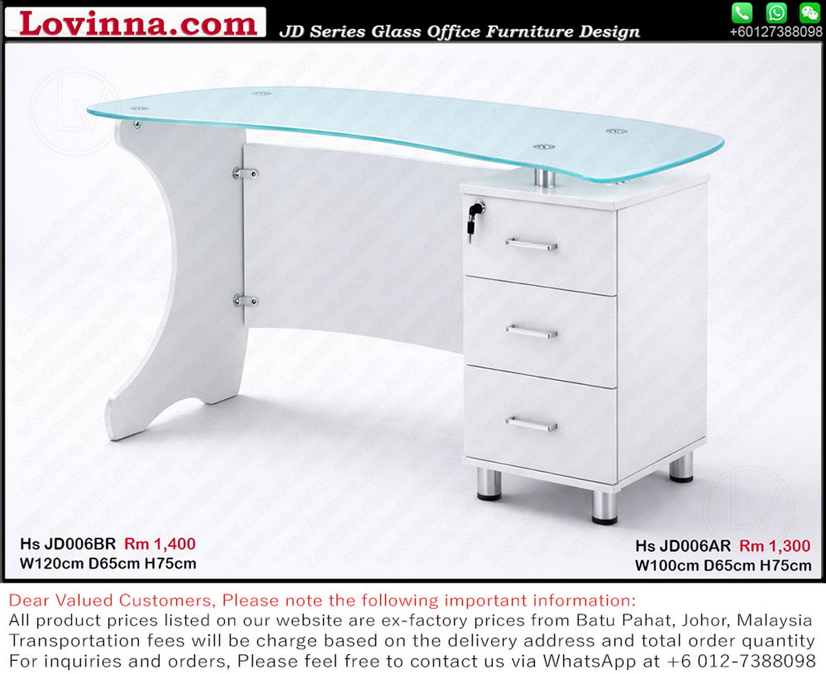sleek office desk with frosted glass surface