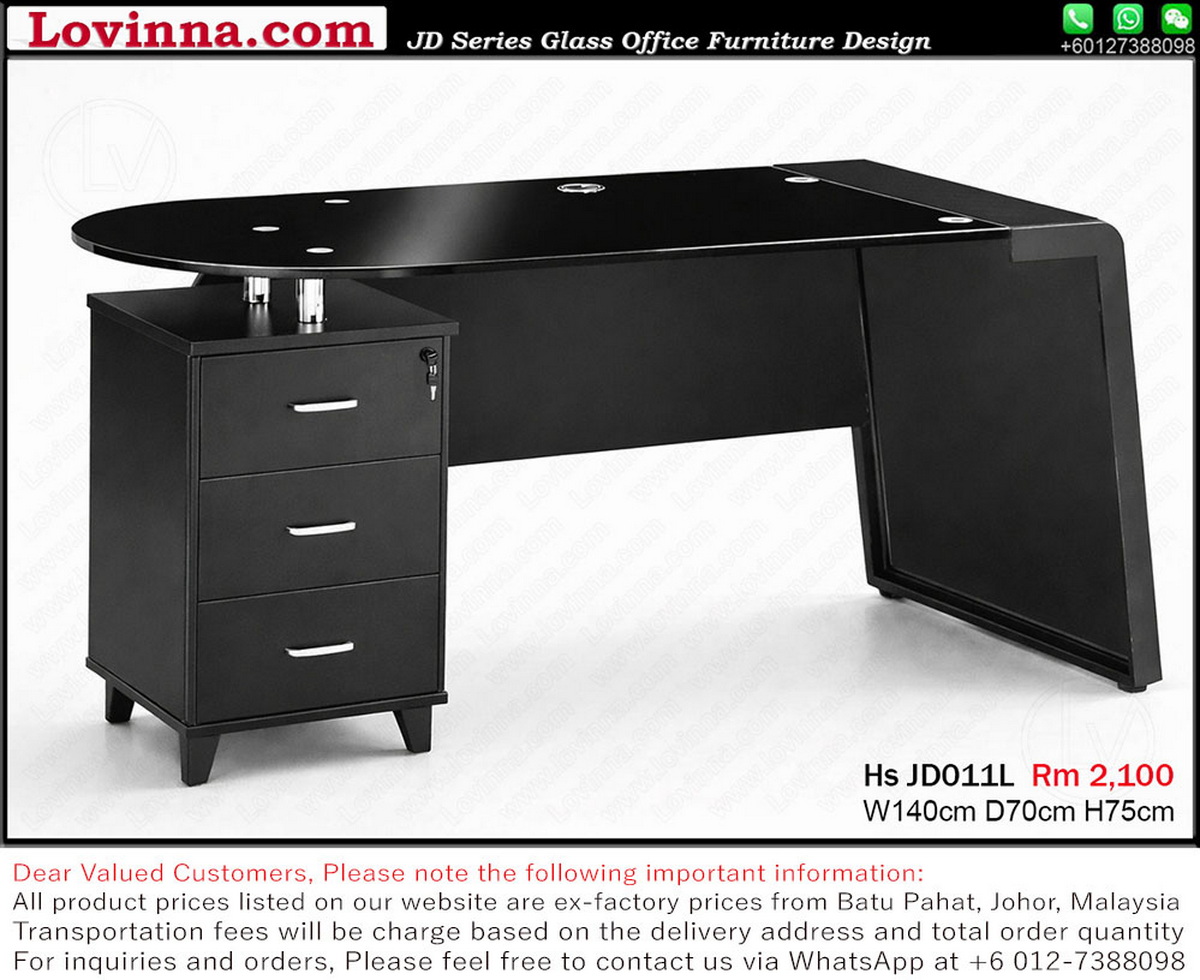 black office desk with storage drawers
