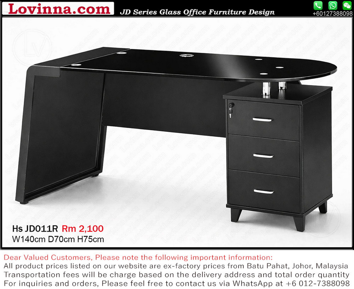 sleek executive workstation black glass