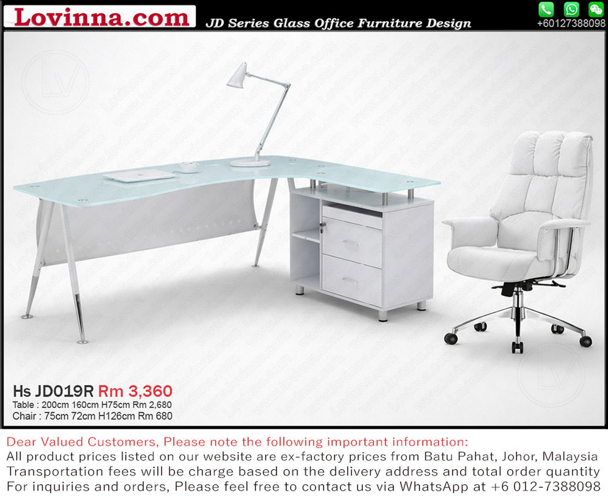 executive desk with frosted glass top