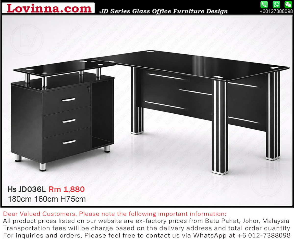 black office desk with sleek design
