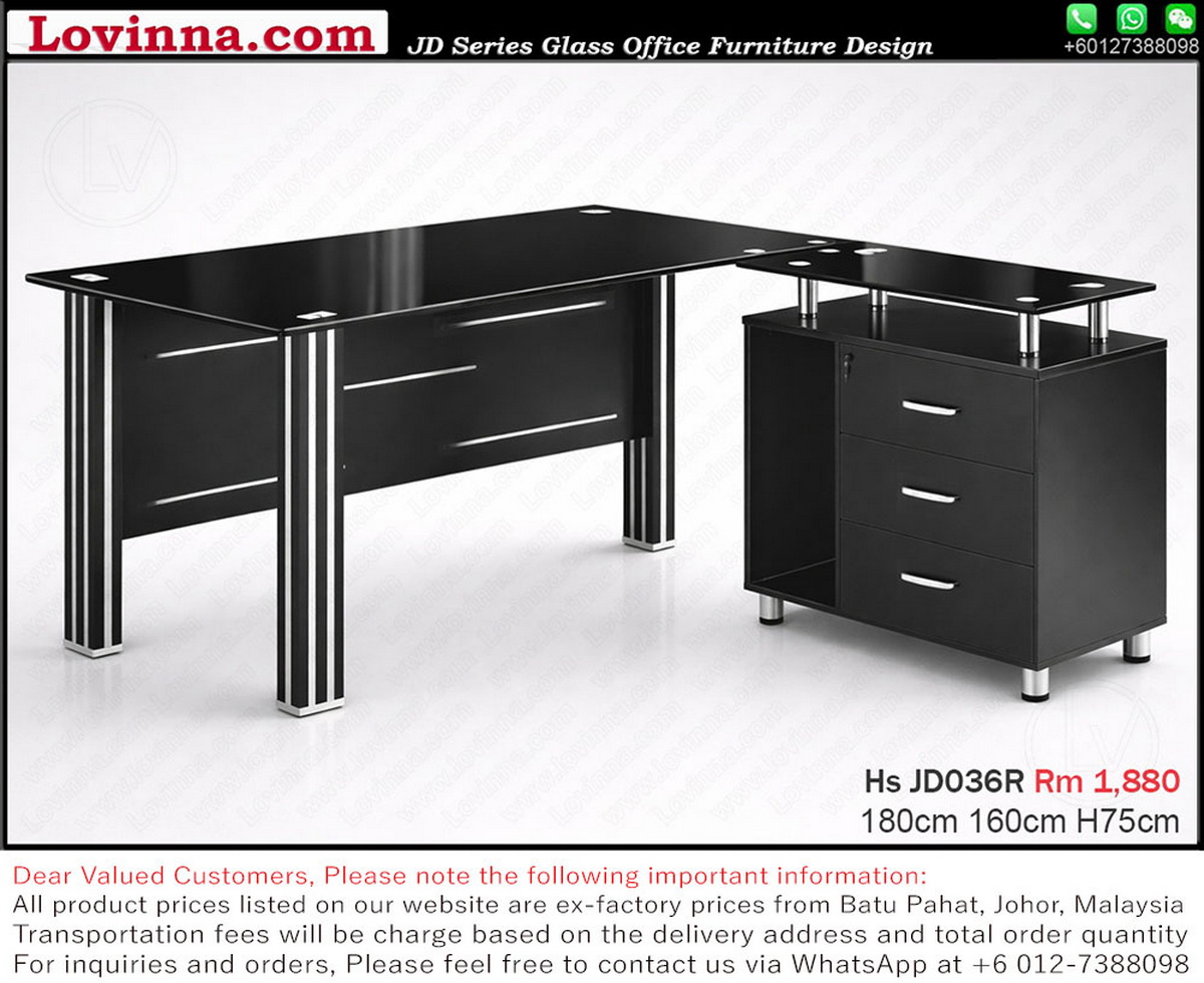 modern workstation with cabinet drawers