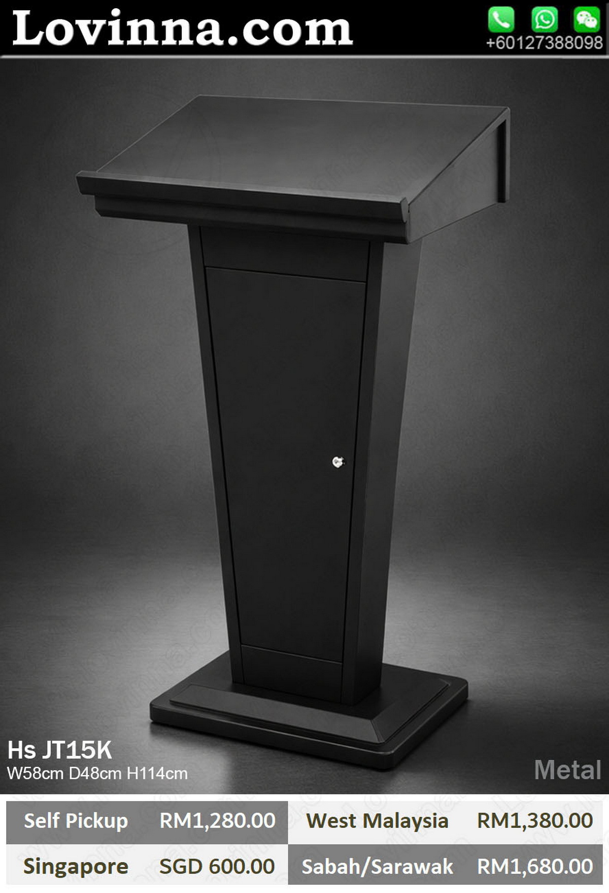 Stylish metal podium with minimalist design, suitable for executive meeting rooms and conferences