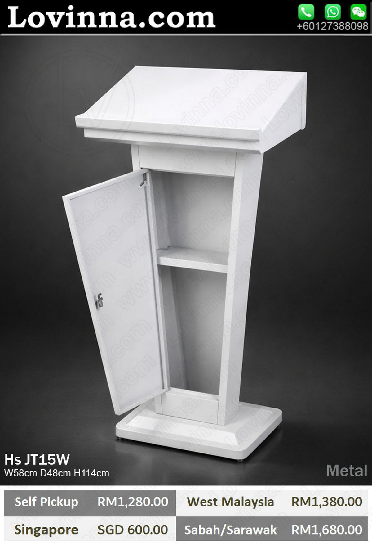 Contemporary metal lectern with refined lines, perfect for corporate events and formal seminars