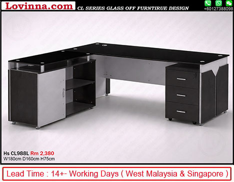 glass top desk with storage drawers