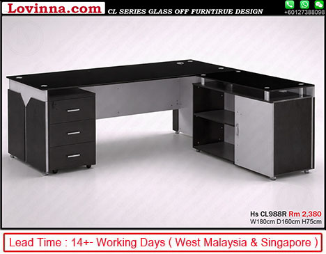 black executive workstation with cabinet