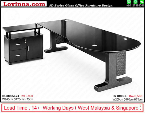 executive office desk black glass surface