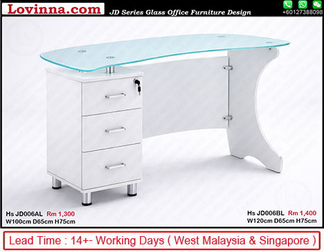 white office desk with side cabinet