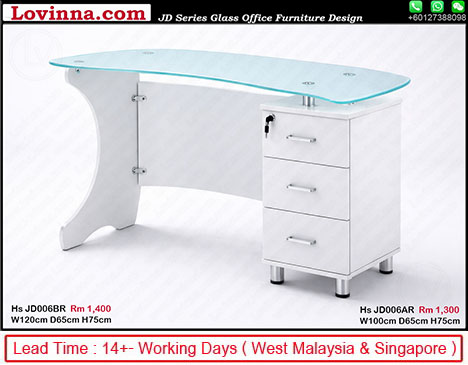sleek office desk with frosted glass surface
