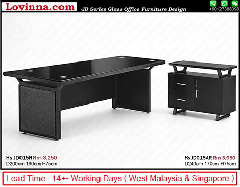 black desk with side cabinet storage