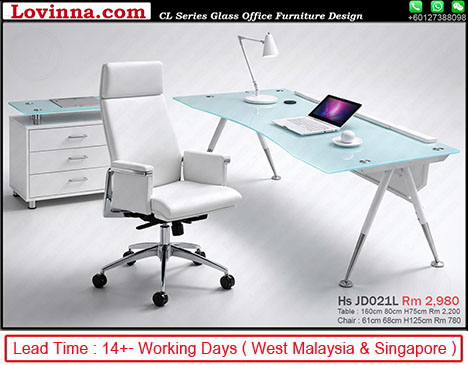 clean design office desk with glass top