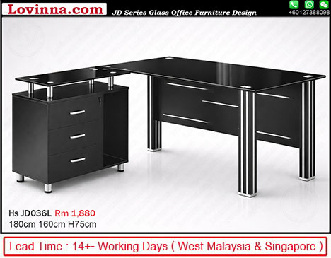 black office desk with sleek design