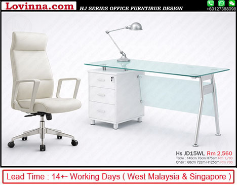 premium white desk with glass panel