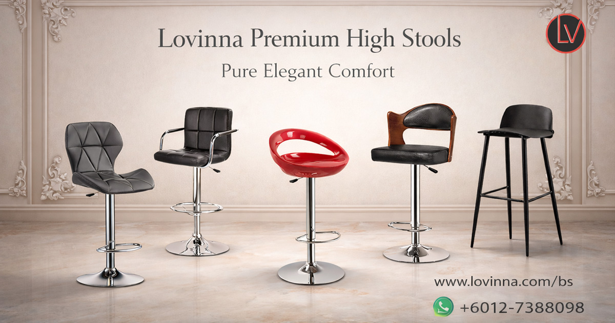 premium high stool collection arranged in elegant minimalist showroom with soft neutral backdrop and refined wall detailing, showcasing modern bar seating in mixed styles from sleek leather to sculptural design, creating a sophisticated, comfortable and upscale ambiance ideal for kitchen island, bar counter or high table use, featuring ergonomic seating, sturdy metal base, adjustable height, smooth swivel function and stable footrest for both style and daily comfort